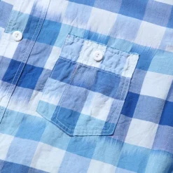 Post Overalls St. Louis Ikat Check Shirt Blue