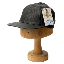 Poten Baseball Cap Poten Leather Baseball Hat Black