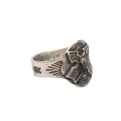 Red Rabbit Trading Co Fred Harvey Style Cigar Band Arrows Ring w/ Turquoise