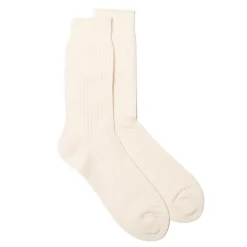 Rototo Cotton Waffle Crew Socks Raw White