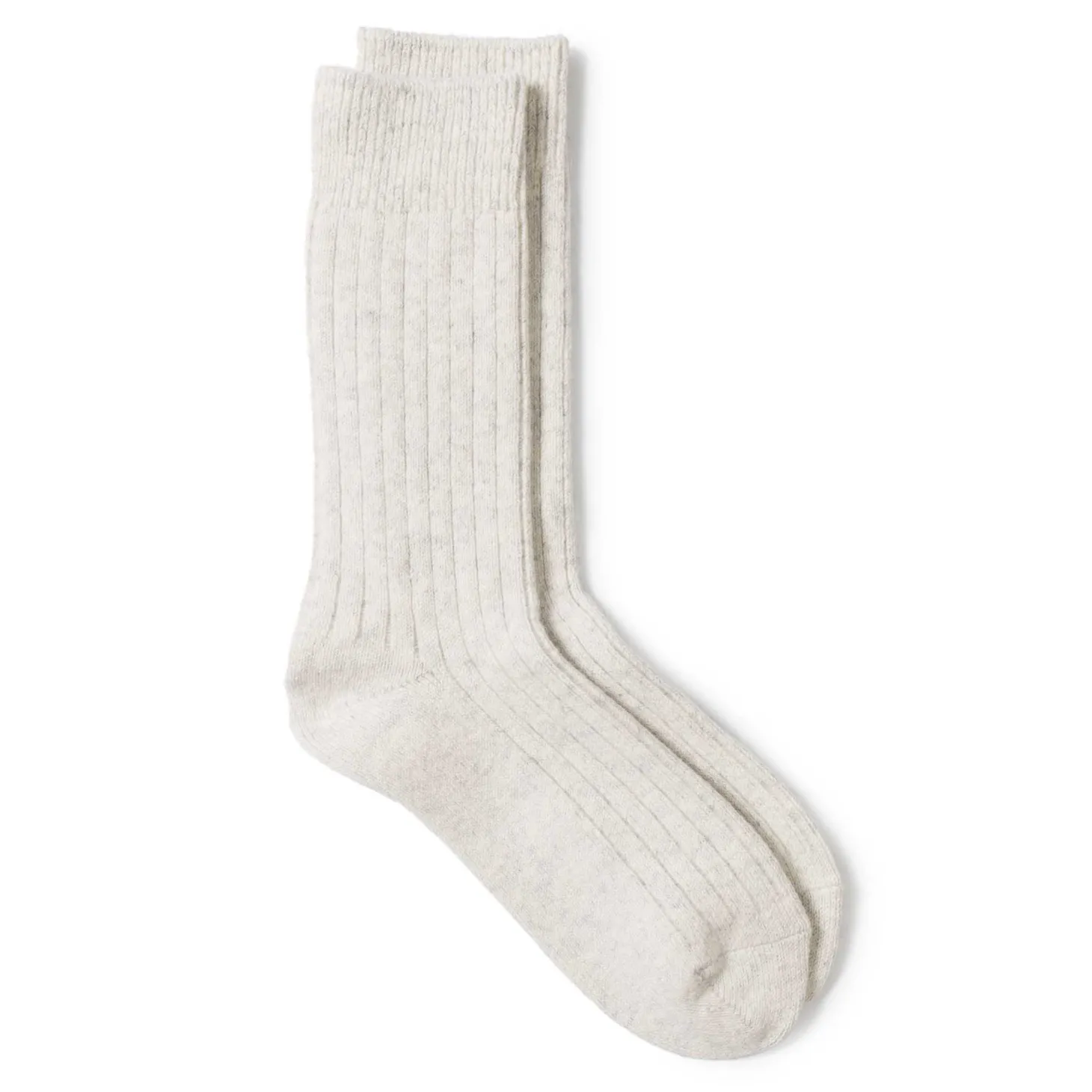 Rototo Cotton Wool Ribbed Crew Socks L. Grey