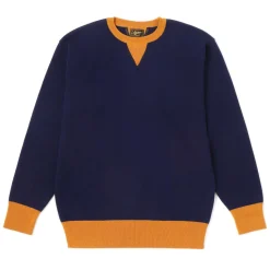 Stevenson Overall V-Gusset Wool Knitted Sweatshirt Navy
