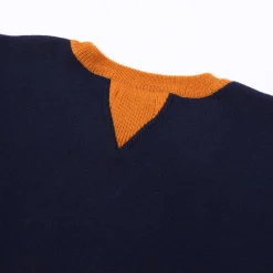 Stevenson Overall V-Gusset Wool Knitted Sweatshirt Navy