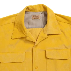 Style Eyes Solid Model Corduroy Sports Shirt Yellow