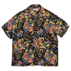 Sun Surf Guardian Spirit Hawaiian Shirt Black