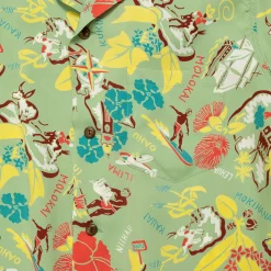 Sun Surf Symbol of The Islands Hawaiian Shirt Green