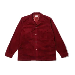 The Real McCoy's Corduroy Open Collar Shirt Burgundy