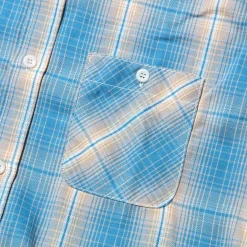 The Real McCoy's 8HU Ombre Check Summer Flannel Shirt Turquoise