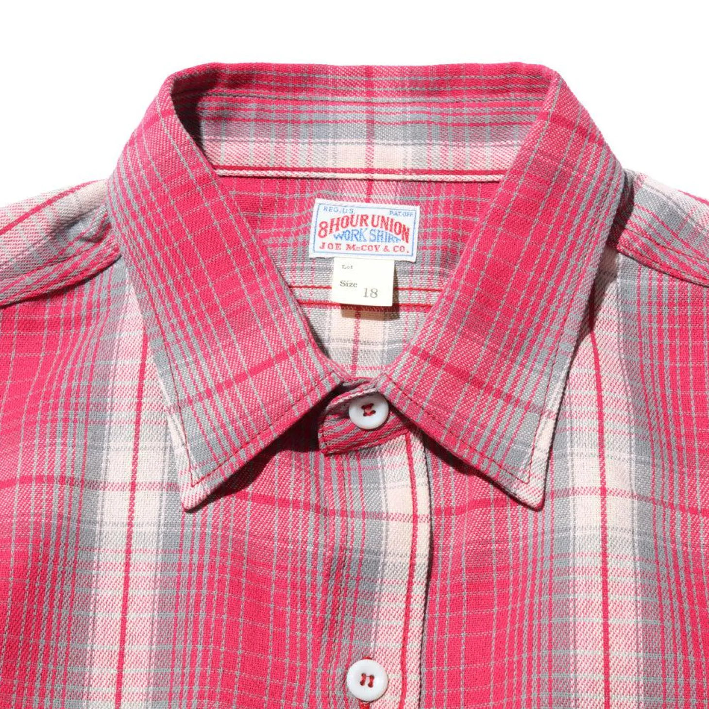 The Real McCoy's 8HU Ombre Check Summer Flannel Shirt Pink