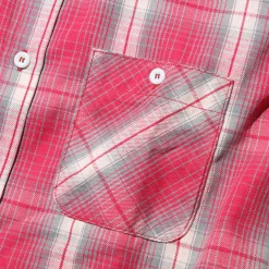 The Real McCoy's 8HU Ombre Check Summer Flannel Shirt Pink