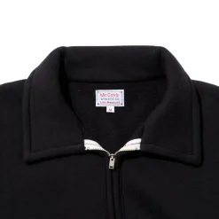 The Real McCoy's 10.oz Loopwheel 1/4 Zip Sweatshirt Black