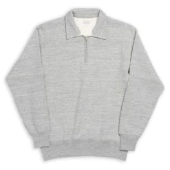 The Real McCoy's 10.oz Loopwheel 1/4 Zip Sweatshirt Grey