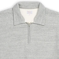 The Real McCoy's 10.oz Loopwheel 1/4 Zip Sweatshirt Grey