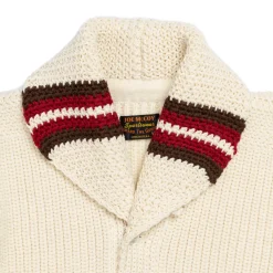 The Real McCoy's Striped Shawl Collar Cardigan Ecru