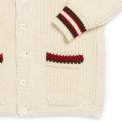 The Real McCoy's Striped Shawl Collar Cardigan Ecru