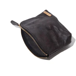 Vasco Leather Travel Pouch Black Roughout
