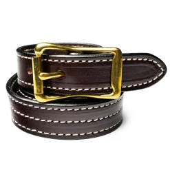 Yuketen 1" Triple Stitch Belt Havana w/Natural Stitch