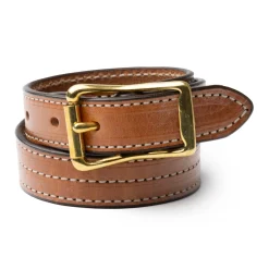 Yuketen 1" Triple Stitch Belt Buck Brown w/Natural Stitch